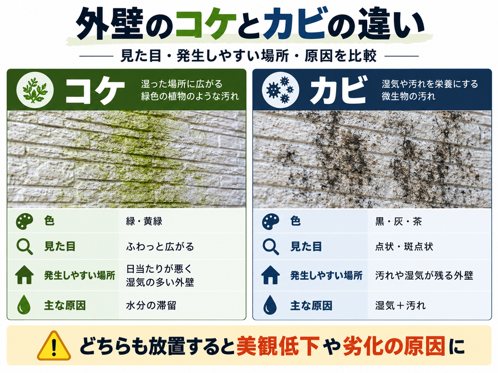 放置危険!外壁の黒ずみはカビ?コケや藻との決定的な違い